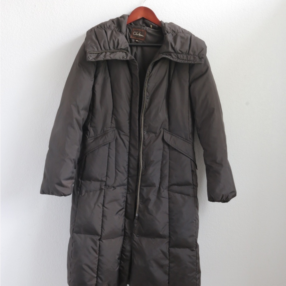 Cole Haan Dark Brown Quilted Puffer Jacket with Hood